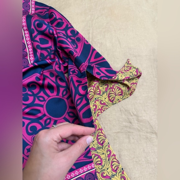 Chicos Reversible Ornate Printed Kimono Jacket Size 3P Pink Purple - Picture 13 of 13